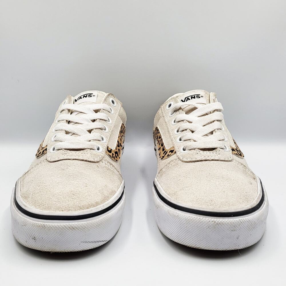 Vans Ward Cream Cheetah Leopard Stripe Suede Low Top Sneakers Women’s 7.5 (US)